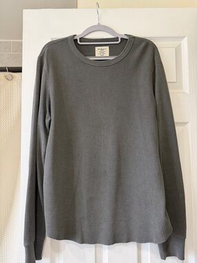 Buck Mason Gray Long Sleeve Waffle Thermal Crew in medium